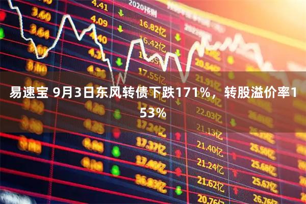 易速宝 9月3日东风转债下跌171%，转股溢价率153%
