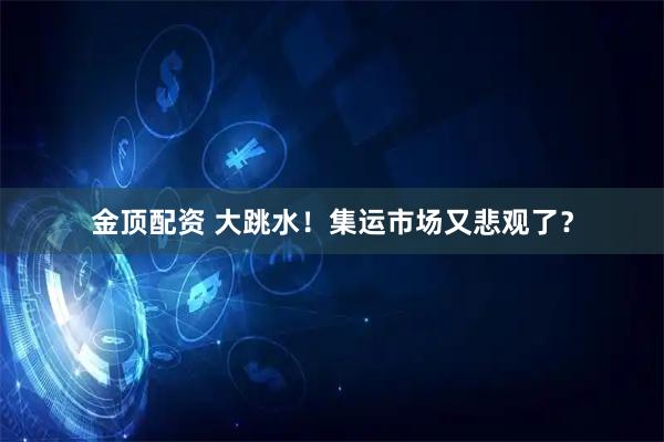 金顶配资 大跳水！集运市场又悲观了？